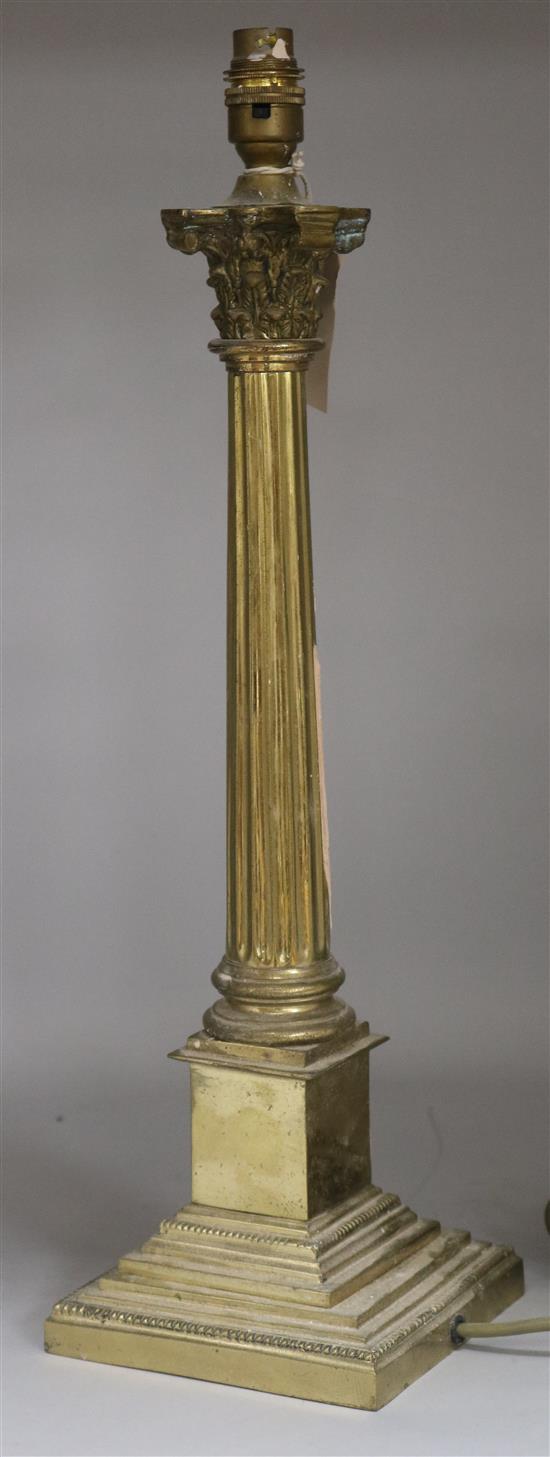 A Corinthian column brass lamp base